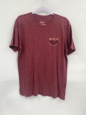 RVCA Burgundy Short Sleeve T-shirt Vintage Dye Slim Fit Medium
